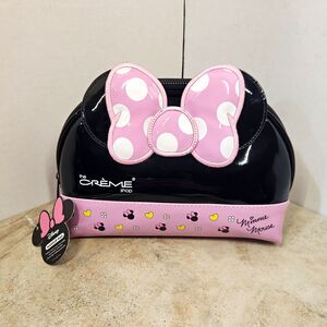 Disney The Crème Shop Minnie Mouse Dome Makeup Bag Cosmetic Pouch Pink Black NWT